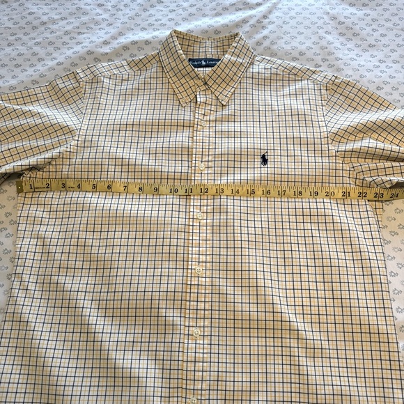 Ralph Lauren Men's Checkered Button Down Shirt - Yellow and Blue - Picture 4 of 5